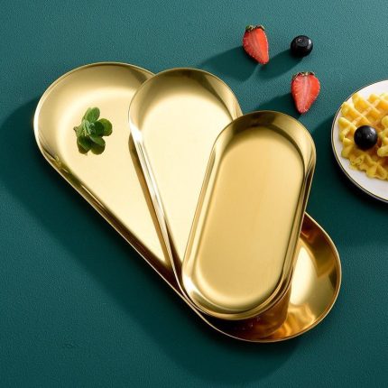 سینی بیضی طلایی 3 سایز