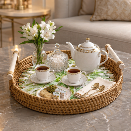 سینی حصیری صدفی